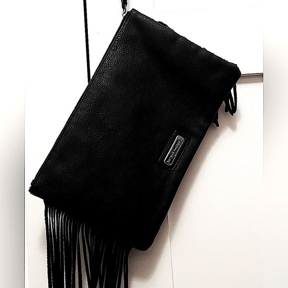 Steve Madden Faux Pebbled Leather Clutch with Fringes - Rare & Retro. - Picture 4 of 15